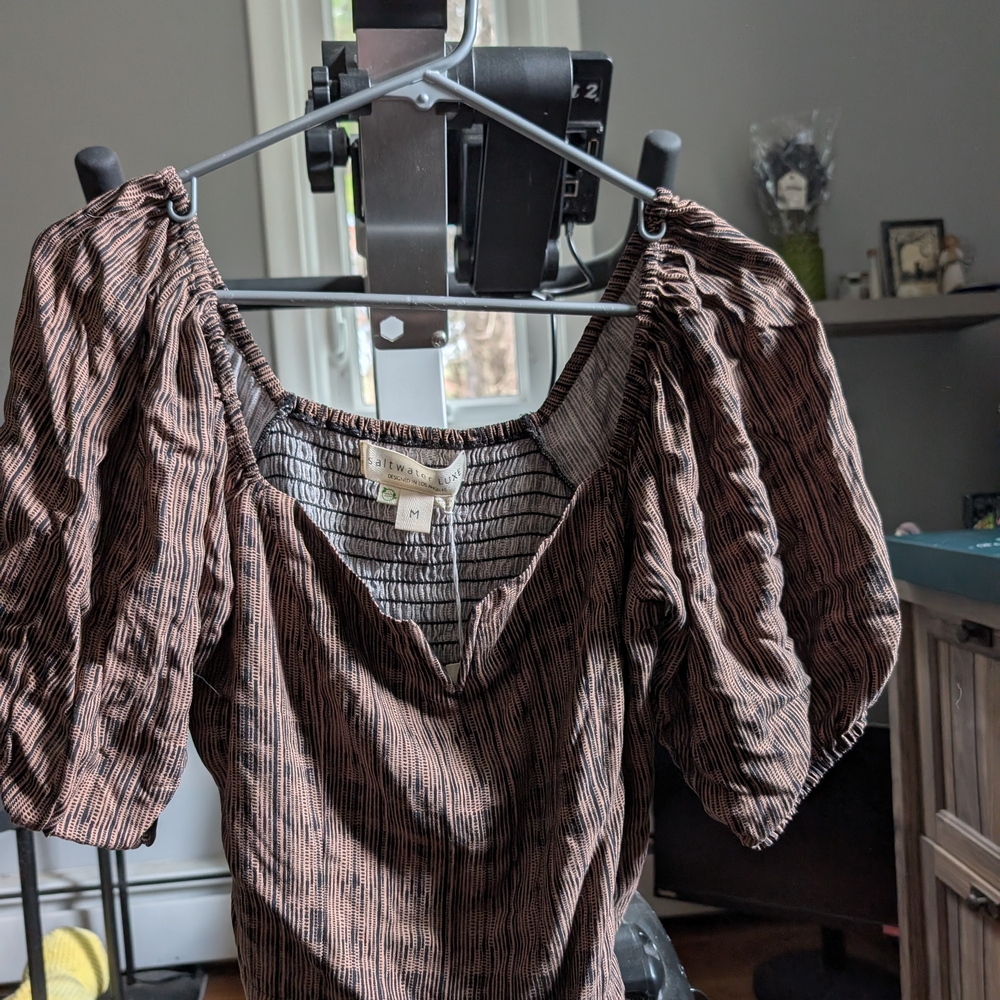 Saltwater LUXE Brown Striped Blouse